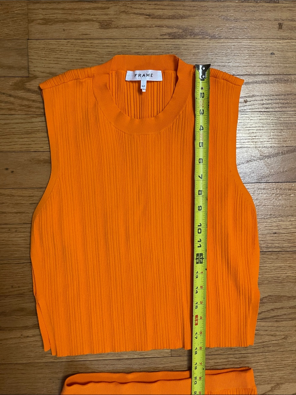 FRAME This Mixed Rib Cut Out Tank and Skirt Set Bright Tangerine Small Like New - Picture 6 of 14